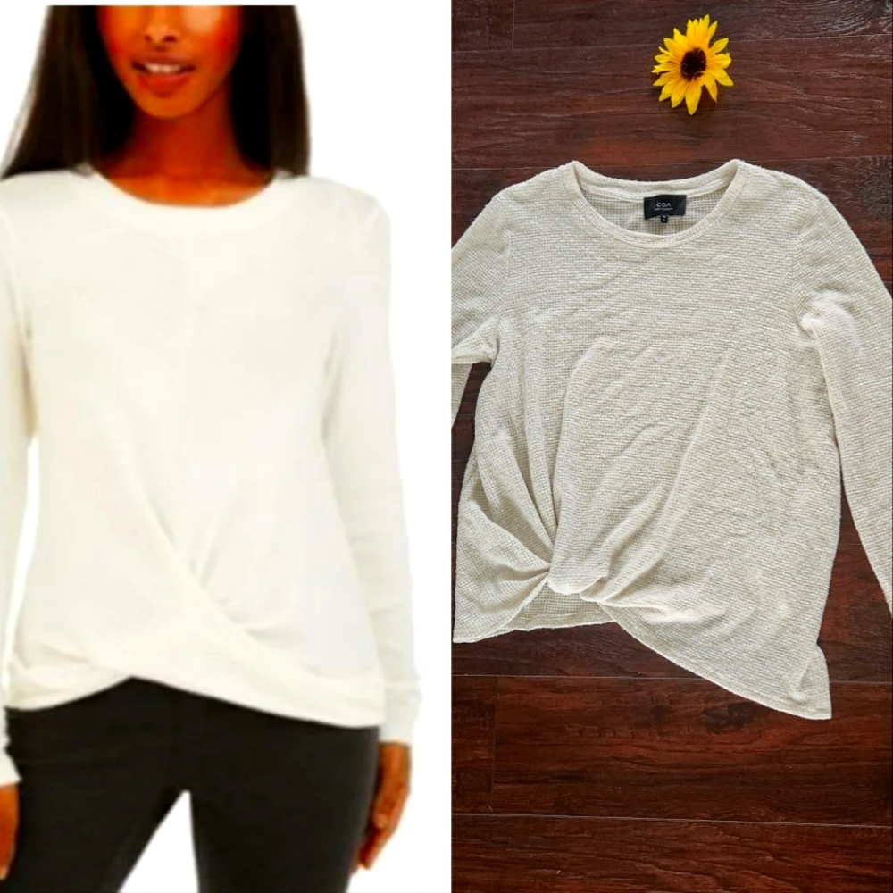 FRONT TWISTED LONG SLEEVE TOP COA BY ANTHROPOLOGIE